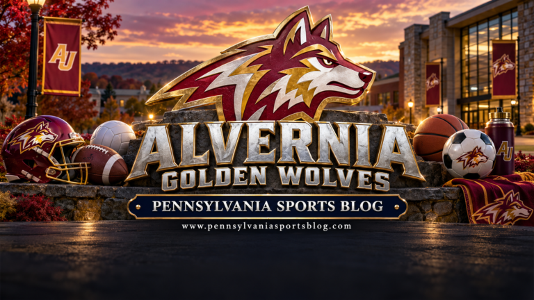 Alvernia Golden Wolves — Pennsylvania Sports Blog editorial illustration; no players or people.