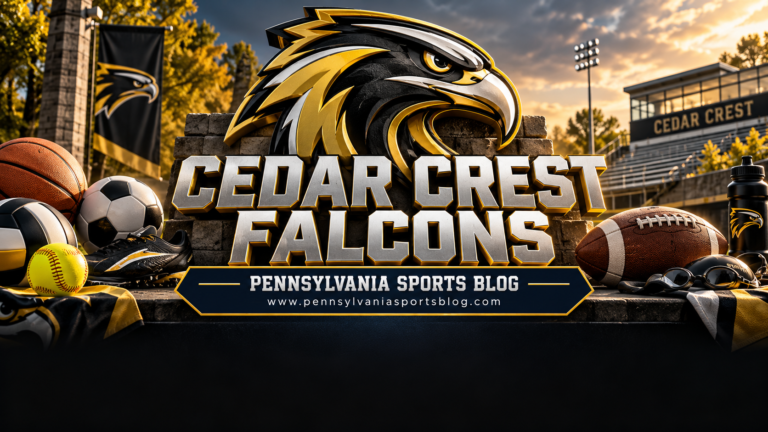 Cedar Crest Falcons — Pennsylvania Sports Blog editorial illustration; no players or people.