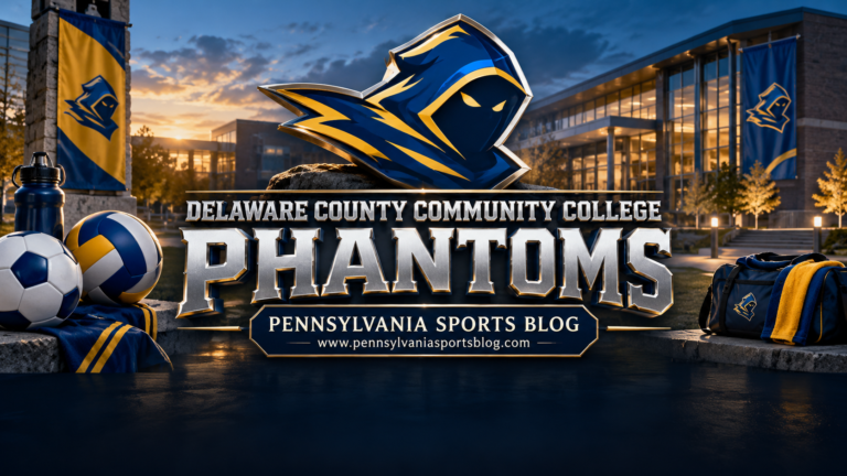 Delaware County Community College Phantoms — Pennsylvania Sports Blog editorial illustration; no players or people.