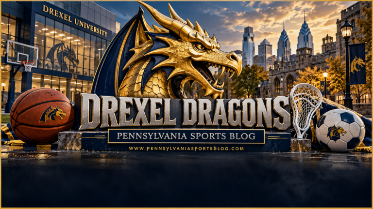 Drexel Dragons — Pennsylvania Sports Blog editorial illustration; no players or people.
