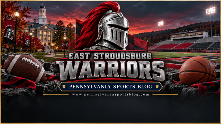 East Stroudsburg Warriors — Pennsylvania Sports Blog editorial illustration; no players or people.