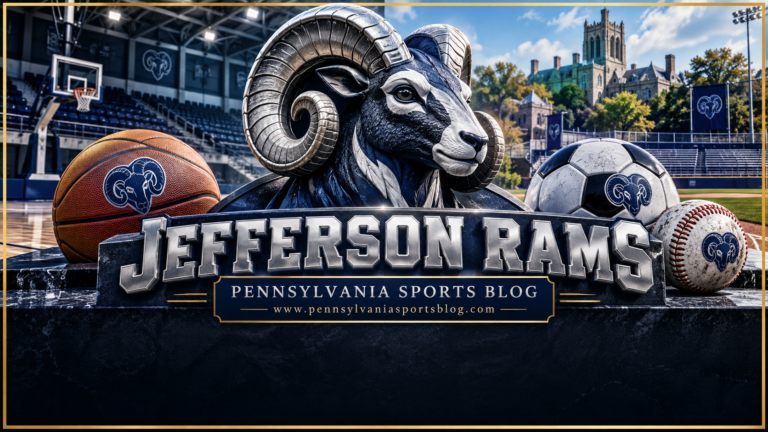 Jefferson Rams — Pennsylvania Sports Blog editorial illustration; no players or people.