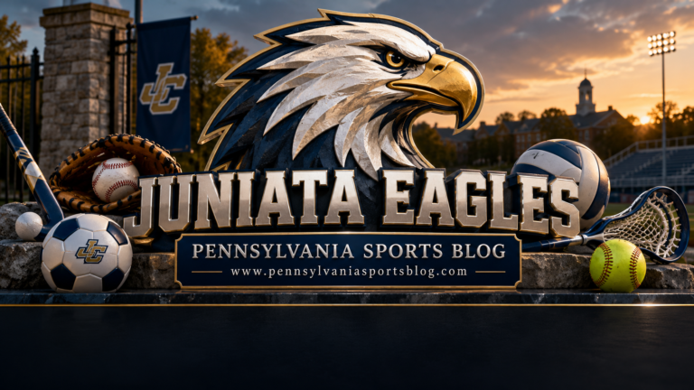 Juniata Eagles — Pennsylvania Sports Blog editorial illustration; no players or people.