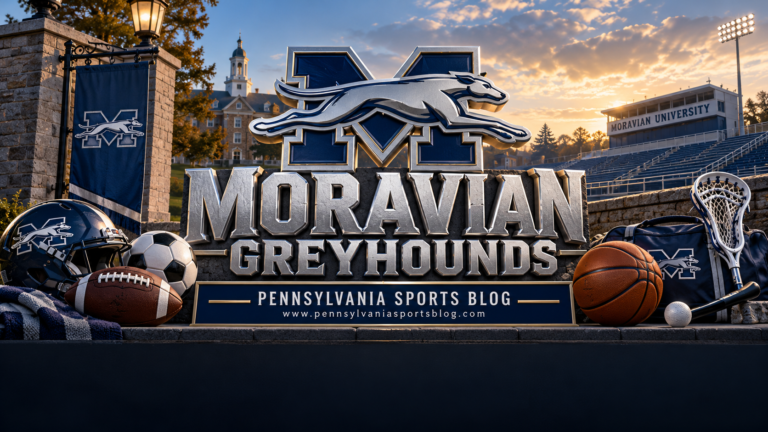 Moravian Greyhounds — Pennsylvania Sports Blog editorial illustration; no players or people.
