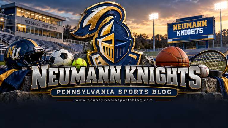 Neumann Knights — Pennsylvania Sports Blog editorial illustration; no players or people.