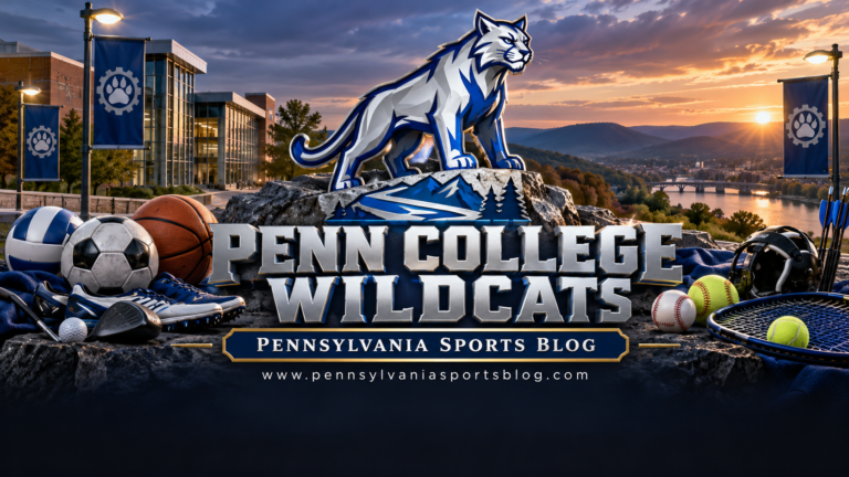 Penn College Wildcats — Pennsylvania Sports Blog editorial illustration; no players or people.