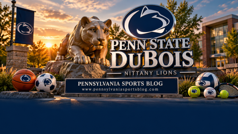 Penn State DuBois Nittany Lions — Pennsylvania Sports Blog editorial illustration; no players or people.