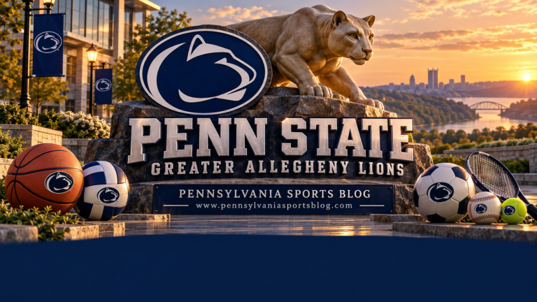 Penn State Greater Allegheny Nittany Lions — Pennsylvania Sports Blog editorial illustration; no players or people.