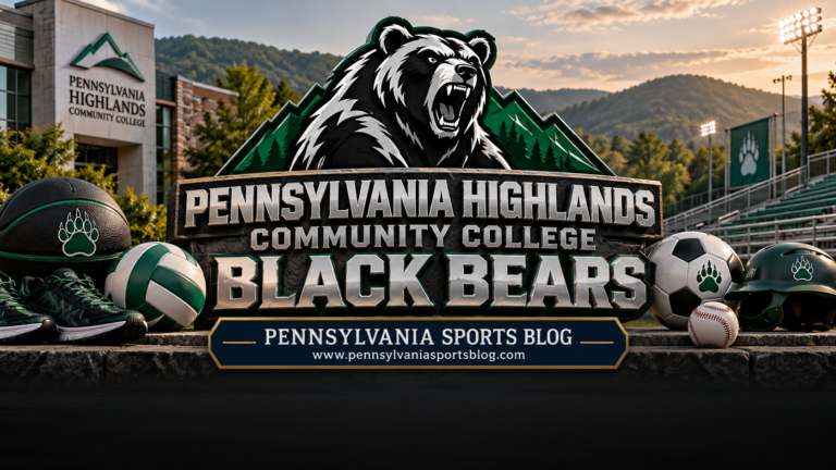 Pennsylvania Highlands Community College Black Bears — Pennsylvania Sports Blog editorial illustration; no players or people.