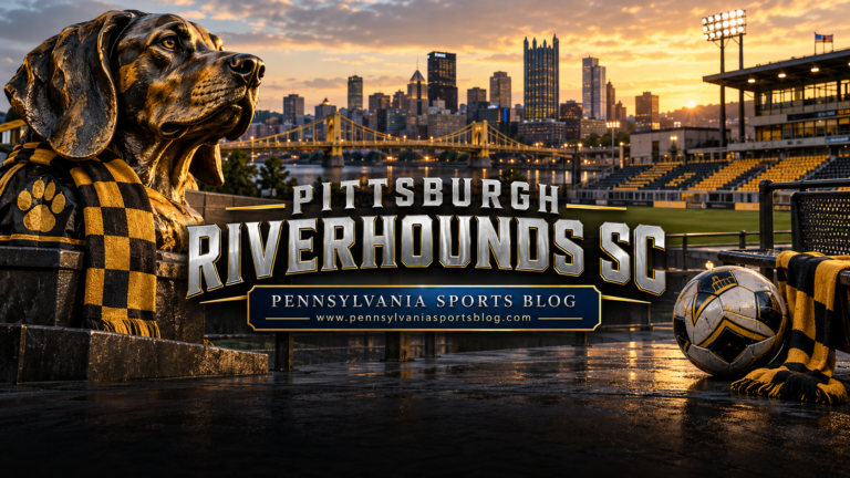 Pittsburgh Riverhounds SC — Pennsylvania Sports Blog editorial illustration; no players or people.