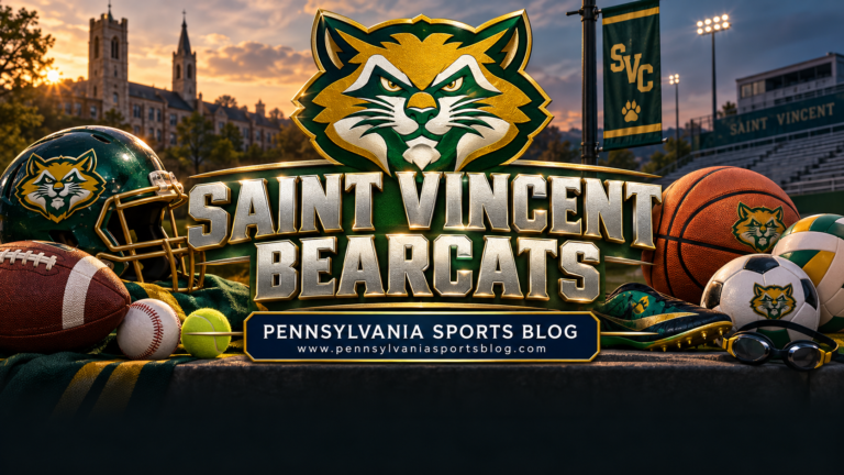 Saint Vincent Bearcats — Pennsylvania Sports Blog editorial illustration; no players or people.